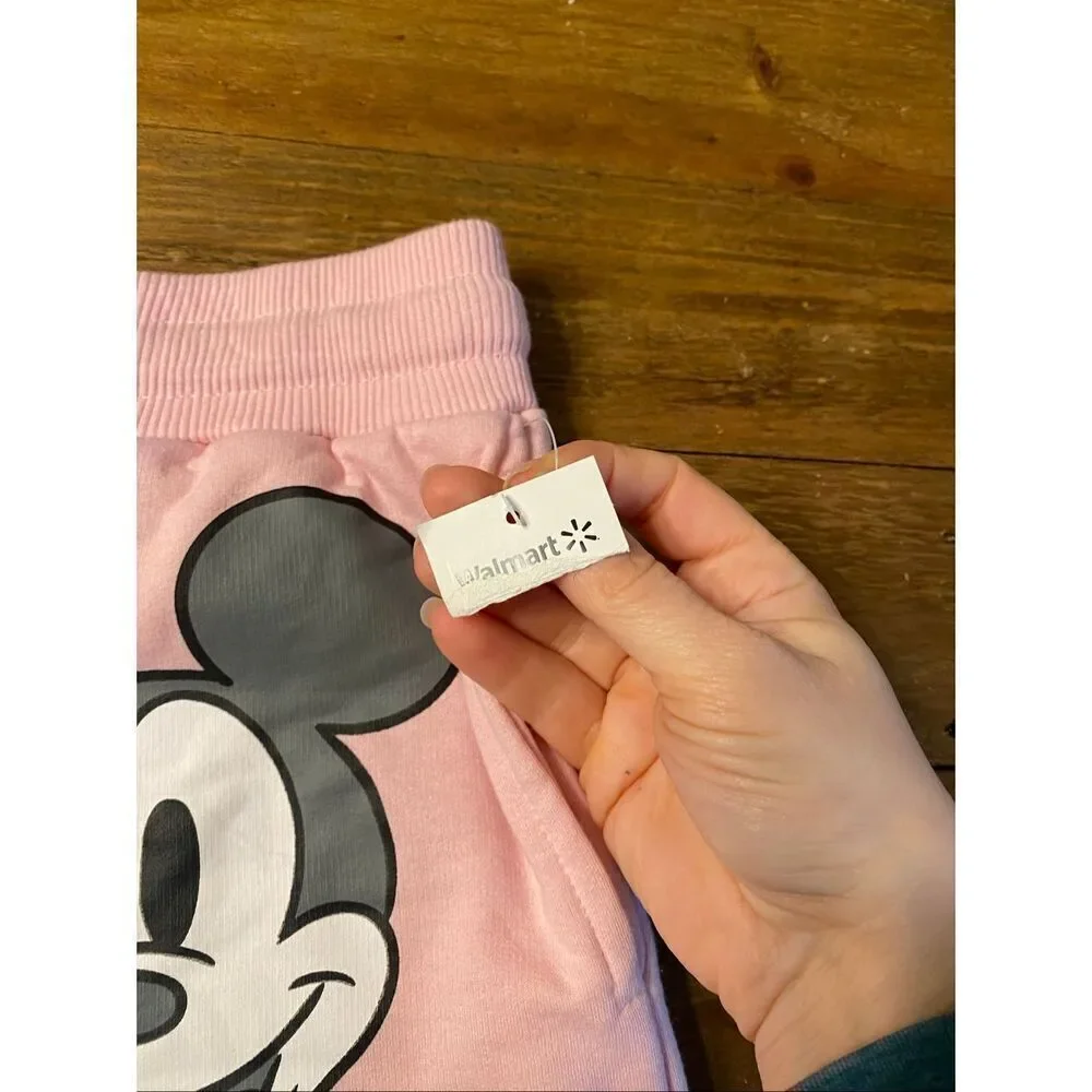 Disney Mickey Mouse Medium 7/9 NWT pink lounge sleep shorts pants graphic junior